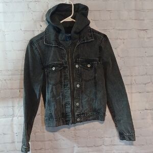 Arizona  Jean Company  Black  Denim Gray Fleece   Hoodie Jacket XS